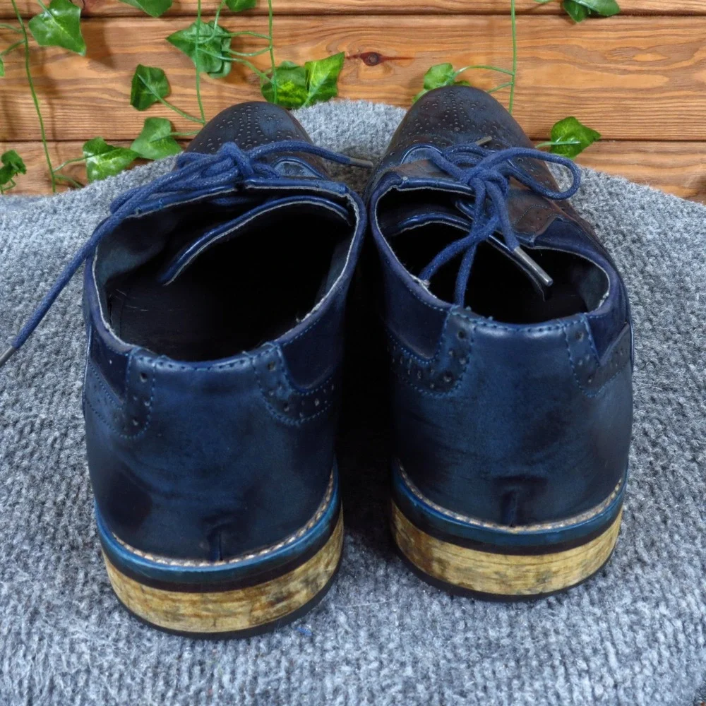 Amali 054872 Mens Wingtip Oxford Size 8 Formal Dress Shoe Navy Blue Synthetic